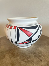 AL LVM Multicolored Native American Pottery Acoma Bowl Vase Urn