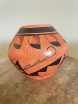 R. Galvan Multicolored Native American Pottery Acoma Bowl Vase Urn