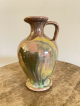 CC Cole Multicolored Medium Pitcher Purple Yellow Green North Carolina Pottery