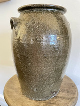 Catawba 2G Jar Crock - Great Green Glaze Drips North Carolina Pottery Stoneware