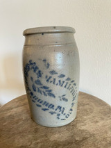 James Hamilton Greensboro PA Cobalt Decorated Merchant Stoneware Jar Jug Crock