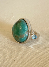 Sterling Silver Campo Frio Turquoise Ring Size 5 with Aqua Gemstones