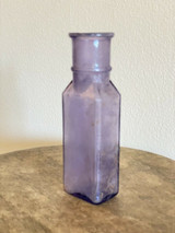7" Amethyst Purple Rectangular Wide Mouth Glass Bottle Late 1800's-1900's