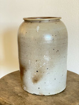 9" x 6" 19th C Salt Glazed Stoneware Storage Canning Tobacco Oyster Jar Crock