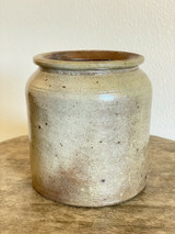 5.5" x 5" 19th C Salt Glazed Stoneware Storage Canning Tobacco Oyster Jar Crock