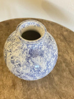White King Ronk Blue White Spongeware Vase Urn North Carolina Pottery 