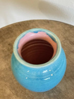  Pisgah Forest Turquoise Bud Vase Urn Turquoise Blue Mint North Carolina Pottery 