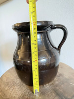 19th C Glazed Milk Batter Pitcher Brown Medium 2 Stoneware