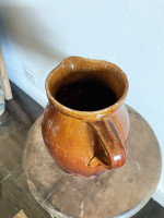 19th C Glazed Milk Batter Pitcher Brown Medium 3 Stoneware