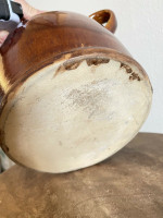 19th C Glazed Milk Batter Pitcher Brown Medium 3 Stoneware