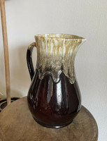 11” X 7” Rare Size - Vintage Roseville Pottery Pitcher Burgundy Brown With Drip