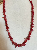 Vintage 26" Red Coral Tumbled Stone Necklace