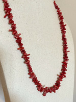 Vintage 26" Red Coral Tumbled Stone Necklace