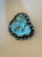 Sterling Silver Handmade Southwest Chunk Turquoise Pendant Statement 1 of 2