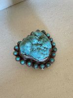 Sterling Silver Handmade Southwest Chunk Turquoise Pendant Statement 1 of 2