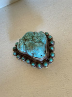 Sterling Silver Handmade Southwest Chunk Turquoise Pendant Statement 1 of 2