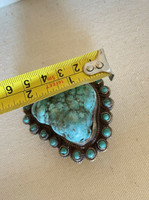 Sterling Silver Handmade Southwest Chunk Turquoise Pendant Statement 1 of 2