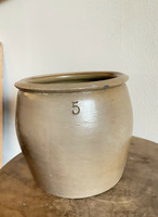 Salt Glazed Early 19th C Stoneware Crock 5 Quart Great Condition Storage Jar