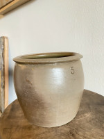 Salt Glazed Early 19th C Stoneware Crock 5 Quart Great Condition Storage Jar