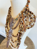 Vintage Multi-Strand African Wooden Beaded Tribal Necklace