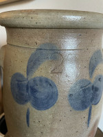 MINT CS KLINE Ohio 2G Stoneware Crock Churn 19th Century Cobalt Decoration