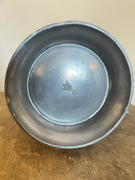 Belgian Pewter Tankard Pitcher 7" Tall Signed with Crest Rose With Lion