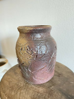 Nell Staub Pottery Missoula Montana Signed Mountain Southwest Cabin Vase 1