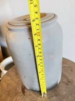 PRIMITIVE GRAY 19C UNSIGNED SALT GLAZED CROCK WITH LID, W.V. STONEWARE