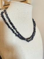 Vintage 34" Natural Tumble Blue Stone Necklace Southwest Long Necklace Handmade