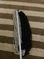 Vintage 18” 16 Strand Hand Beaded Jewelry Black & White Clear Statement Necklace