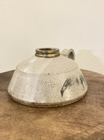 Mid century signed Art Pottery Oil Lamp Brass