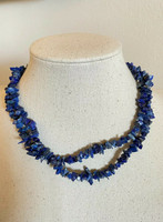Vintage 34" Natural Stone Lapis Lazuli Necklace Southwest Long Necklace Handmade
