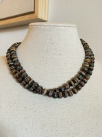 Vintage 34" Brown & Black African Trade Beads Bone Stone Inlay Ornate