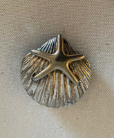 Vintage Beach Brooch Starfish Shell Lapel Pin Pendant Silver Gold