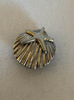 Vintage Beach Brooch Starfish Shell Lapel Pin Pendant Silver Gold