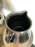 19th C Glazed Milk Batter Pitcher Brown Extra Large Stoneware