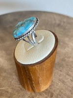 Navajo Sterling Silver Turquoise Ring Native American Size 7.5