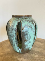 Vintage  Neolia Cole Pottery Candle Lantern Luminary Green Glaze Sanford NC