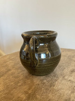 Lanier Meaders Dark Green Mini Double Handle Jug Stoneware