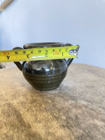 Lanier Meaders Dark Green Mini Double Handle Jug Stoneware