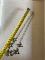 Vintage 19" Turquoise Bead Silver Grape Bib Turquoise Bead Necklace Taxco