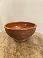 Vintage Early Redware Glazed Medium Bowl Dish Pottery