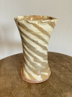 Early BB (Burlon) Craig (1914-2002) Swirl Vase 6” Tall. Tan & White