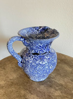 Celia Cole Pottery Blue White Creamer Mint Condition Signed Hello World 2003