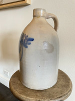 2G Cobalt Decorated Stoneware Jug 19th Century Crock Vintage NY PA CT NJ