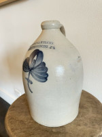 1G Cowden Wilcox Harrisburg PA Cobalt Stoneware Jug Crock 19th Century Excellent