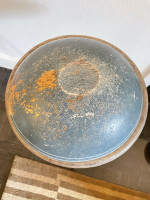 Primitive Blue LG Turned Wooden Bowl Americana 19th Century PA NY NJ CT NC SC