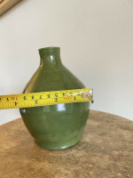 North Carolina Art Pottery Signed Green Stoneware Vase Jug DS Elliott 1978