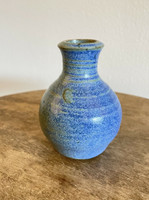 Small Blue Bud Vase Signed PW Art Pottery Signed Stoneware