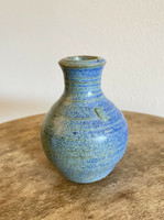 Small Blue Bud Vase Signed PW Art Pottery Signed Stoneware